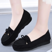 Black anti-skid classic soft sole flat shoes